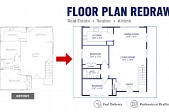realtor floor plan drafting, real estate plan redraw for property listing