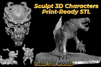 sculpt 3d character, bjd, flexi toy, action figure or 3d monster for 3d printing