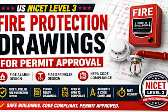 design US nicet level 3 fire protection drawings for permit