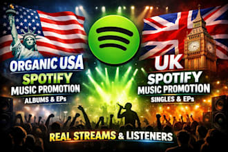 organic USA spotify music promotion spotify album, spotify ep UK music promotion