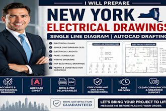 prepare new york electrical drawings  single line diagram autocad drafting