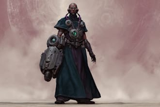design 2d sci fi mech, robot and creature concept models