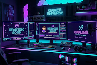 design custom twitch screens, overlays, panels and stream graphics
