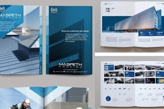 design business brochure for project portfolios, handyman, roofing businesses