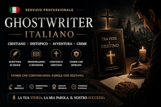 italian ghostwriter proofread christian dystopian adventure crime ebook writer