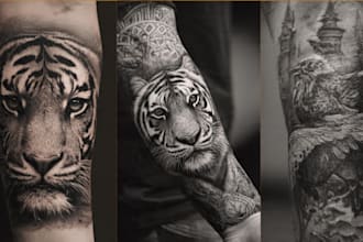 create dark tattoo art of line art