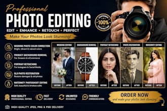do wedding photo color correction, portrait retouching and background removal