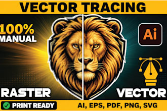 recreate logo in vector, replicate, vector tracing, redraw image to ai and eps