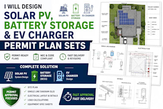 design battery, solar pv, and ev charger permit plans