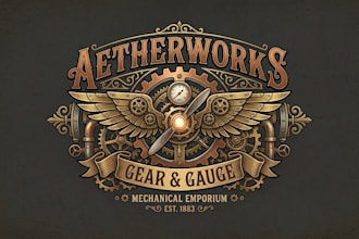 design a unique steampunk logo for your brand