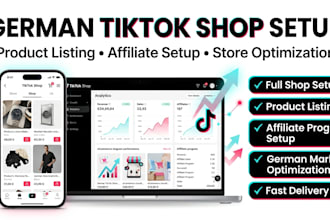 setup german tiktok shop creation, product listing ,tiktok shop affiliate setup