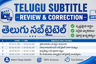 review and correct telugu subtitles for accuracy