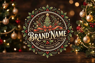 design a festive christmas logo for your brand