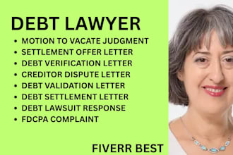 handle debt validation, fdcpa claims, creditor harassment, and debt judgments