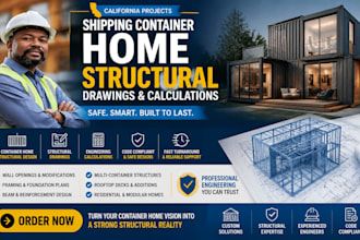 design california shipping container home structural drawings and calculations