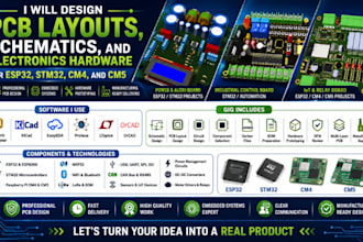 do pcb layouts, schematics, and electronics hardware for esp32, stm32, cm4, cm5