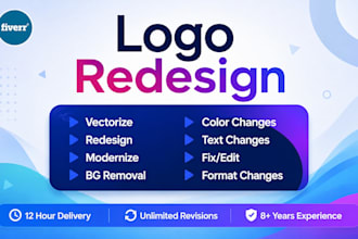 redesign, revamp and update your business logo professionally