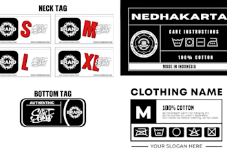 design clothing label tag, neck label wash care label hang tag for fashion brand