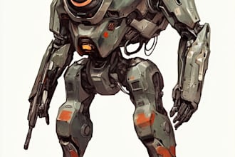 illustrate high quality futuristic mecha designs