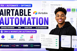 setup airtable automation airtable database design n8n make com crm automation