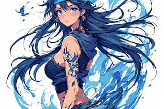 design custom anime tattoo or manga tattoo design