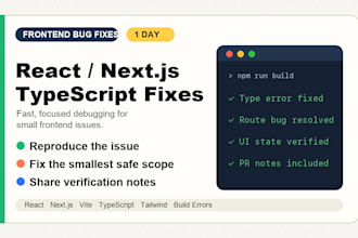fix your react nextjs typescript or frontend bug in 24 hours