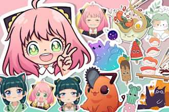 draw cute anime chibi kawaii stickers