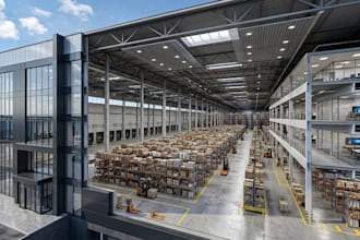 design 3d industrial warehouse, 3d exterior, interior, and rendering