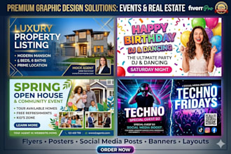 design birthday party flyer real estate poster property event club social media