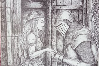 create a custom dark fantasy ink illustration