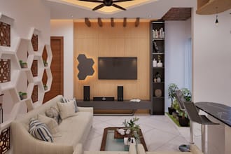 create realistic living room and bedroom renders
