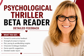 beta read psychological thriller manuscript detailed feedback reader report