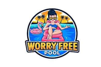 make youthful fun pool service logo personality to a brand
