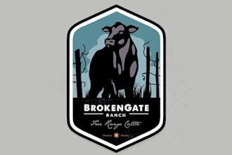 design broken gate cattle ranch simply logo