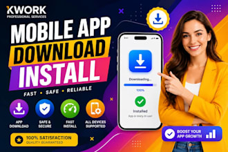 add mobile app rating review, 5000 app promotion install, mobile app marketing