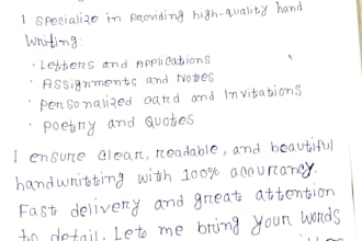 write anything in beautiful and neat hand writing