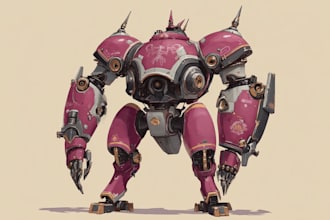 draw amazing character mecha robot illustration