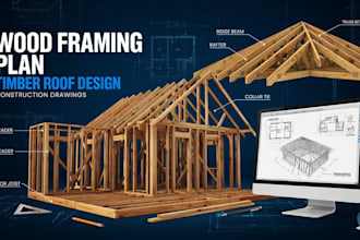 design wood framing plan and timber roof structure