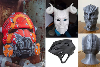 3d print, paint and ship custom cosplay mask, helmet and anime props