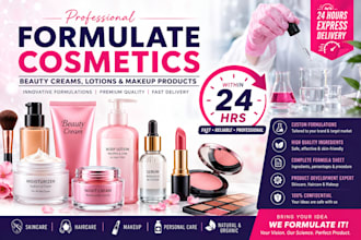 formulate cosmetics, beauty creams, lotions and make up products within 24hrs