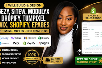 build gezy sitew modulyx dropify tumpixel wix shopify epages website design