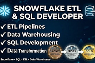 build snowflake etl pipelines and sql data warehouse solutions