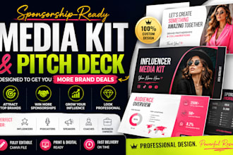 design influencer media kits, sponsorship pitch decks, and personal brand kits