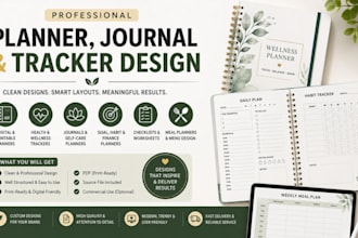 design digital health planner wellness journal habit tracker and checklist