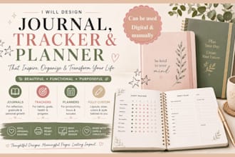 design coaching, health care, planner tracker journal and manu checklist