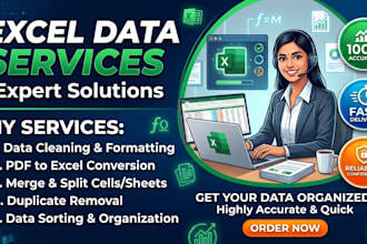 do expert excel data cleaning, merge or split data, and PDF to excel
