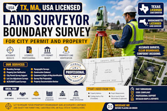 do tx ma USA licensed land surveyor boundary survey for city permit and property