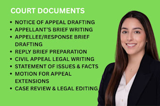 write a civil appeals brief and notice of appeal for your court case