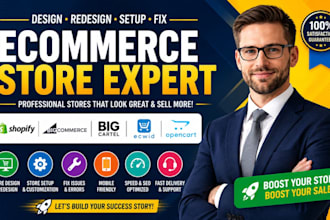design, redesign, setup and fix shopify, bigcommerce ecwid big cartel store