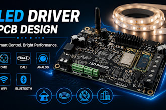 design complete led driver pcb with dmx, dali, analog wifi and bluetooth control